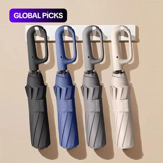 🔥Automatic Folding Umbrella – Windproof, Waterproof & Compact ☔ with Loop Buckle for Everyday Carry 🌬️💧