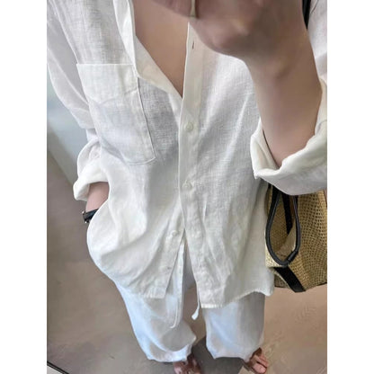 White Linen Old Money Style Shirt
